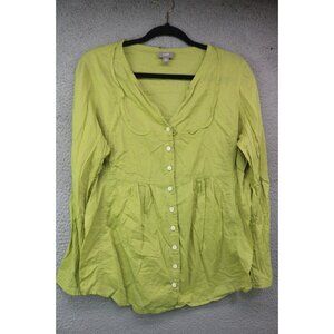 J.Jill Kelly Green Long Sleeve Button Down Tunic-Size Large/P